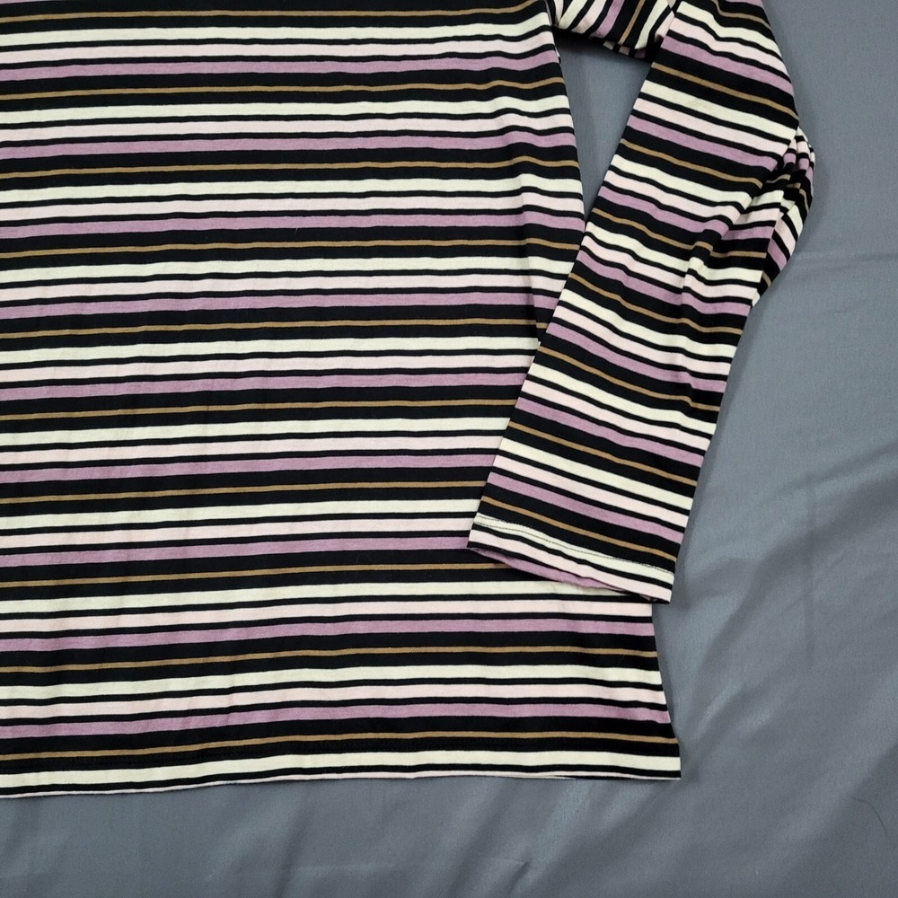 Ava & Viv Womens 1X Striped Long Sleeve Scoop Neck Tee Black Purple Pink NEW - Picture 14 of 14